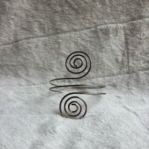 Silver Spiral Arm Cuff Bracelet Upper Armband Adjustable Statement Festival